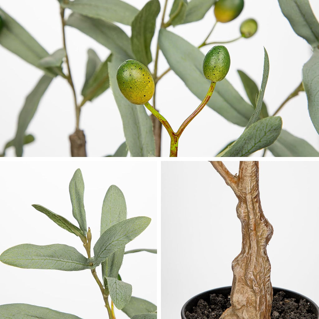 Briful 30.3 Inch Artificial Olive Tree in Black Plastic Pot