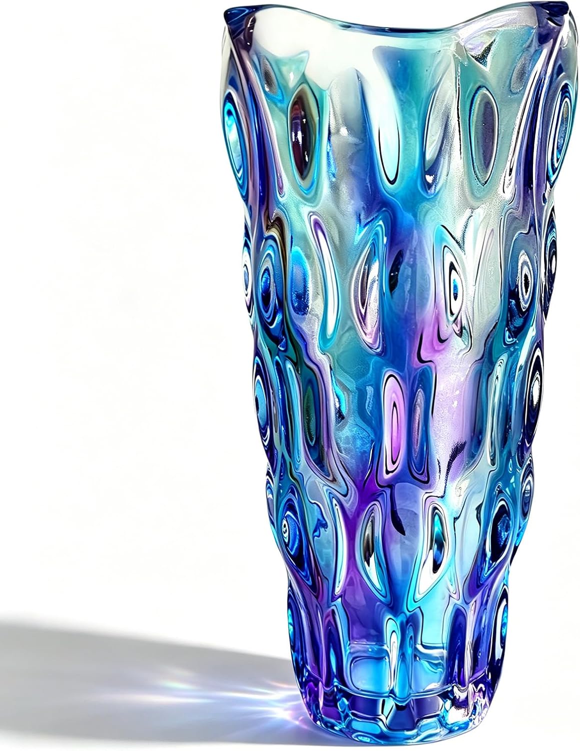 11.6" High Thickened Colorful Glass Flower Vase for Home Decor, Dining Wedding Table Office Holiday Party Centerpiece Decoration