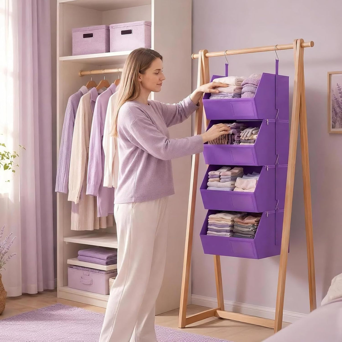 Hanging Closet Organizer, Detachable Hanging Storage Shelves