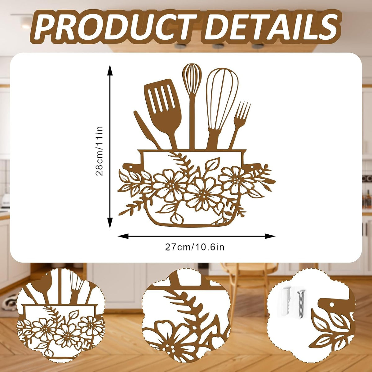 DUOOLN Metal Kitchen Sign Wall Decor Art, Dining Room Pictures,Vintage Rust