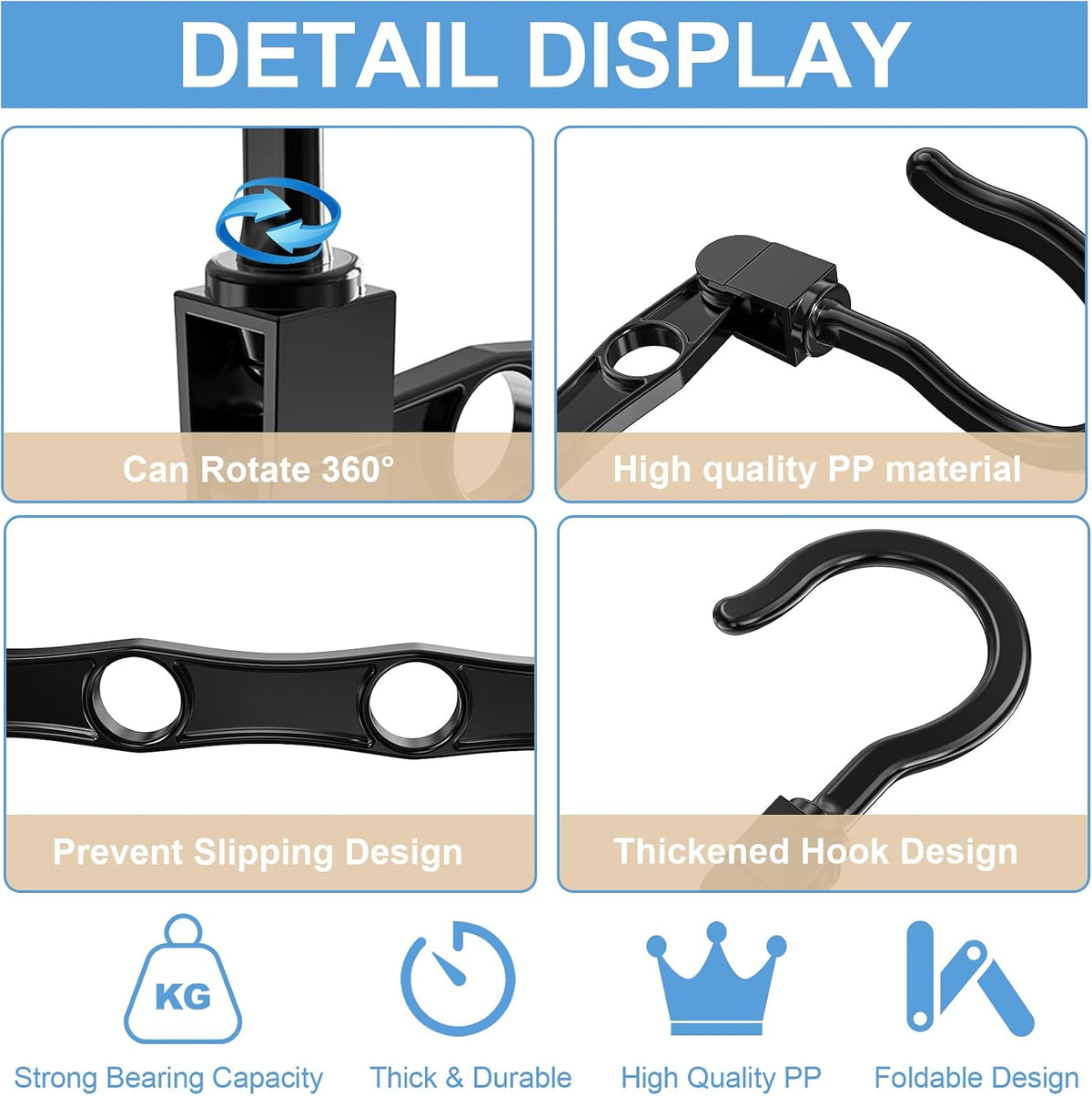 8 Pack Hangers Space Saving Magic Space Saver Smart Plastic Hangers Black