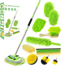 62" Car Wash Brush with Long Handle Chenille Microfiber Car Wash Mop Mitt, Wheel Brush, Windshield Window Squeegee, Car Duster Microfiber Towel, Gloves, Drill Brush, for Cleaning Cars RV Truck Boat