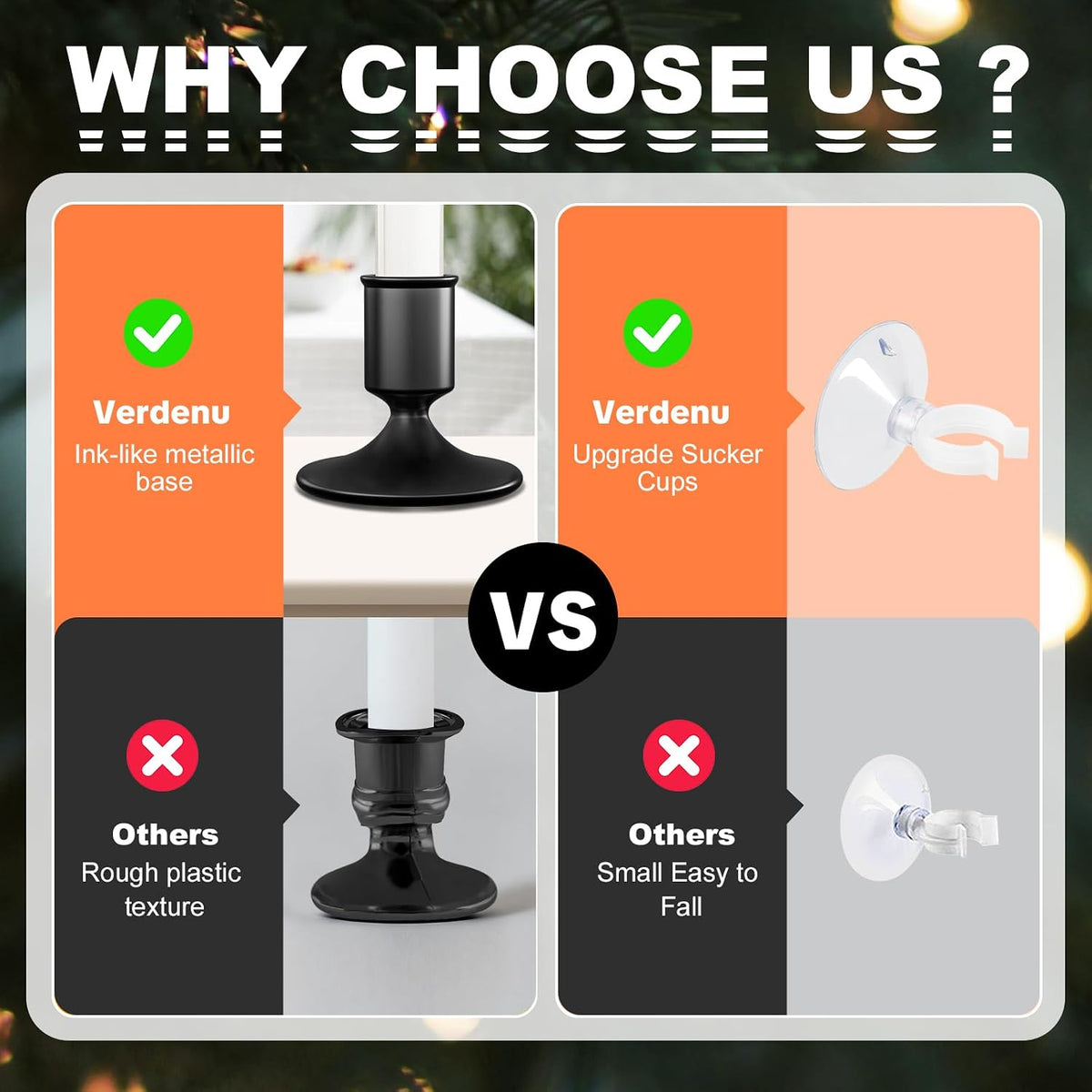Verdenu 10 Pack Window Candles with Remote Timer, Holders & Suction Cups