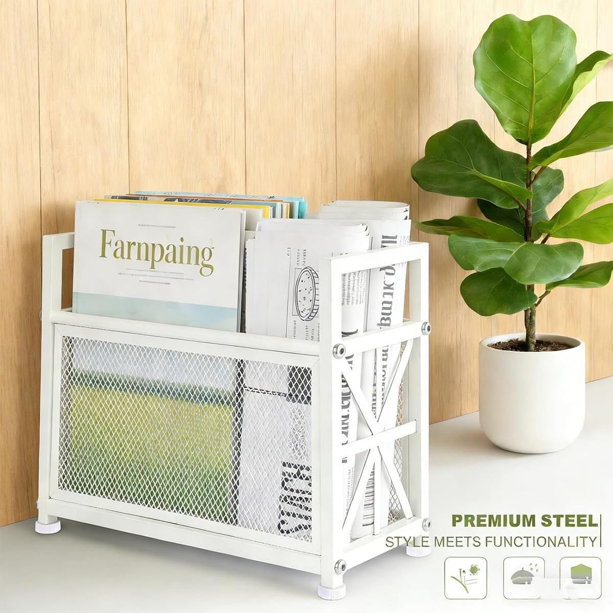 White Magazine Holder, Magazine File Holder