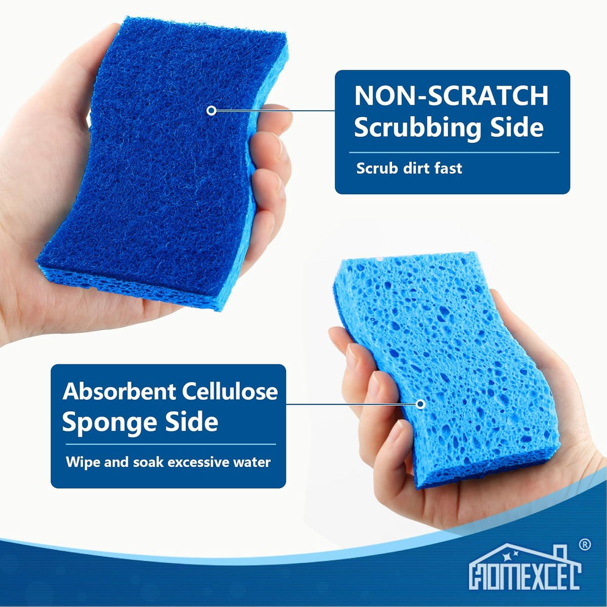 HOMEXCEL Sponges Kitchen 72 Pack, Non Scratch Scrub Dish Sponge for Dishes