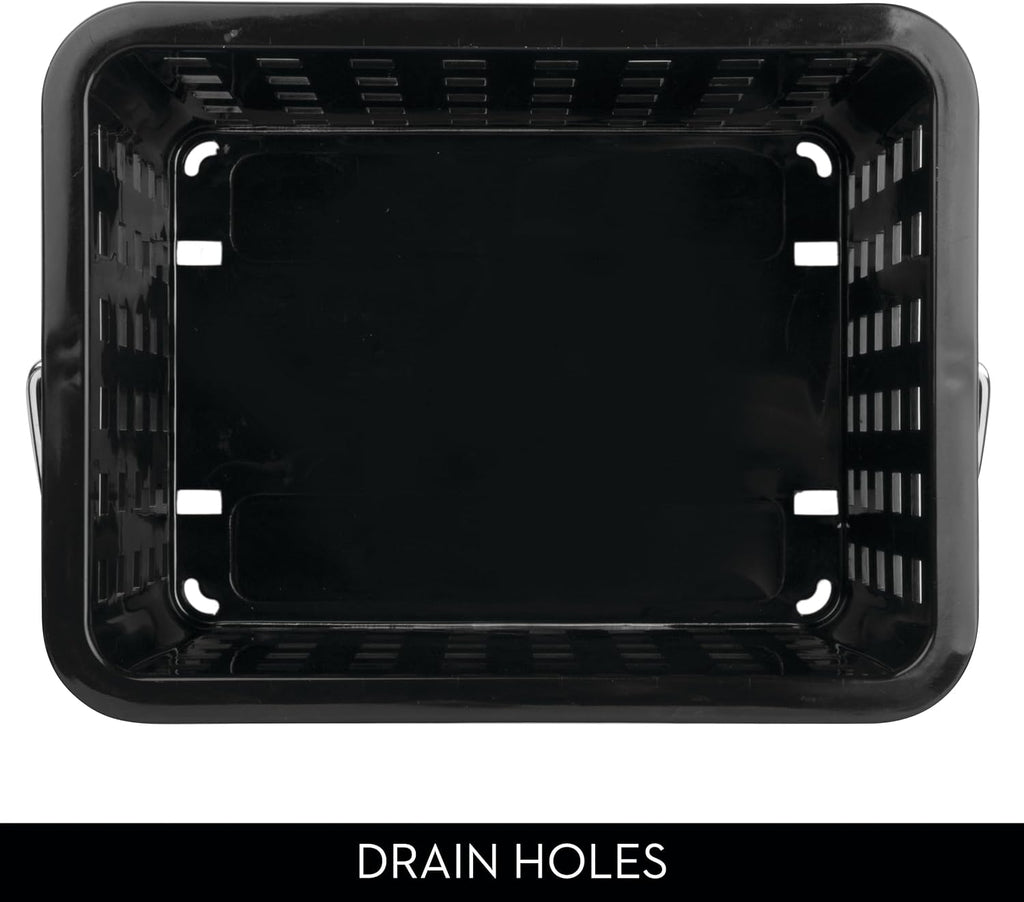 iDesign Stackable Shower Basket with Handle, Black, Set of 3
