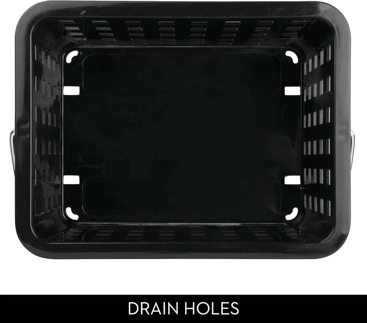 iDesign Stackable Shower Basket with Handle, Black, Set of 3