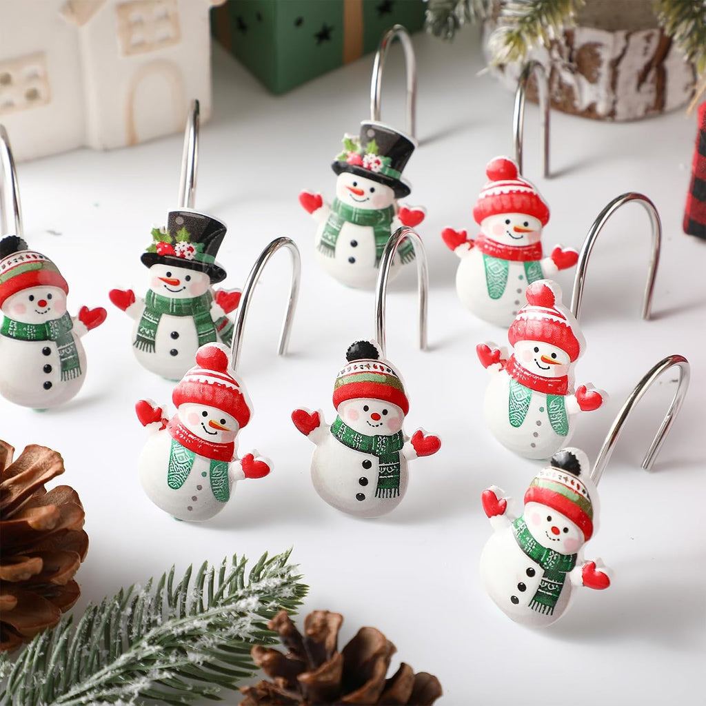 Colingmill 12 Pcs Christmas Snowman Shower Curtain Hooks Bulk