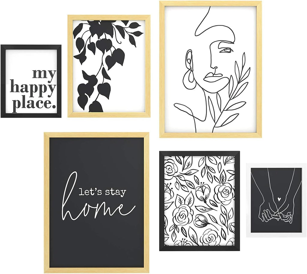 ArtbyHannah 6-Piece Multi-Size Gallery Wall Frame Set, Black