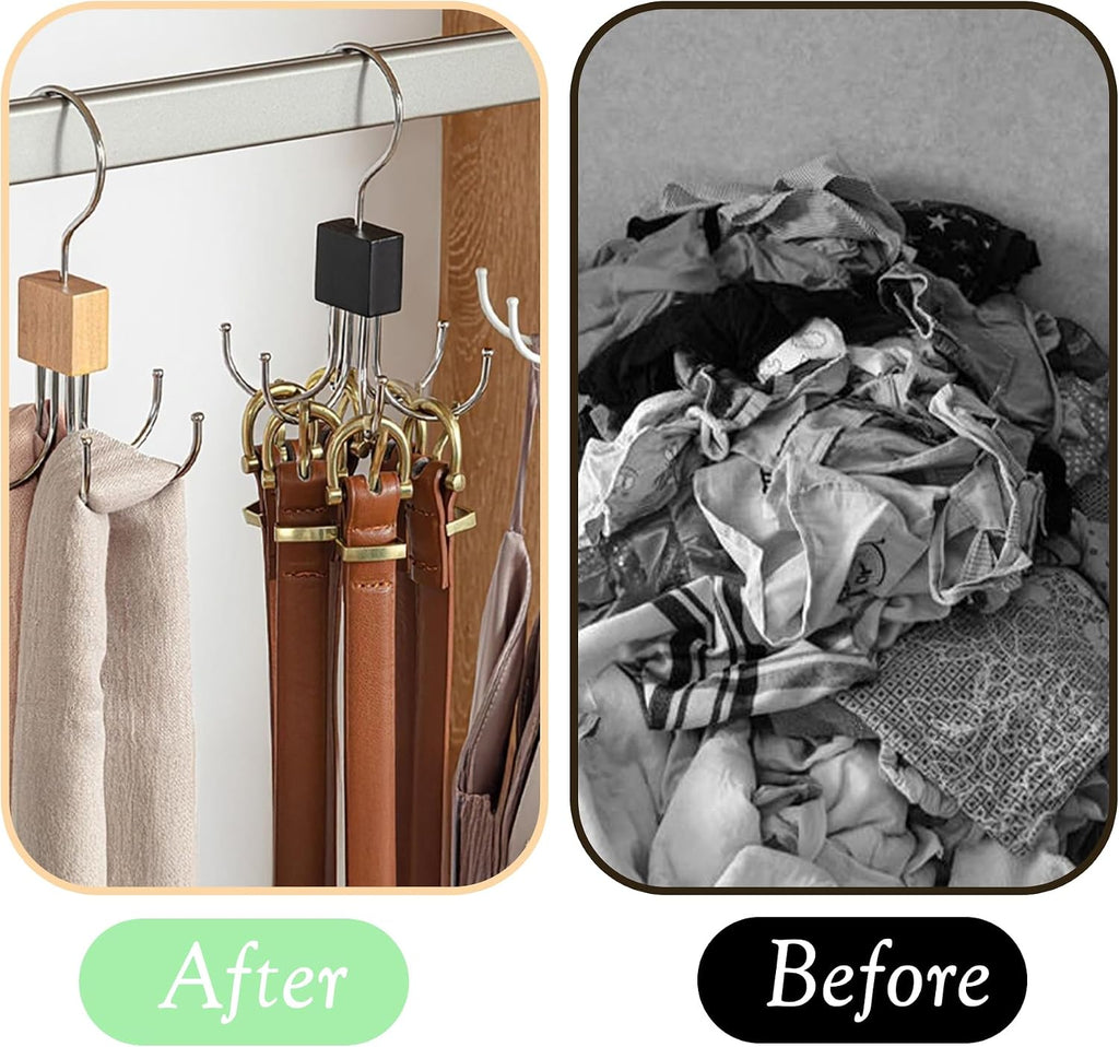 6-Pack Tank Top & Bra Hangers, 360° Rotatable Metal Organizer with Claw Design, Space-Saving Closet Hooks for Bras, Scarves, Purses, and Accessories