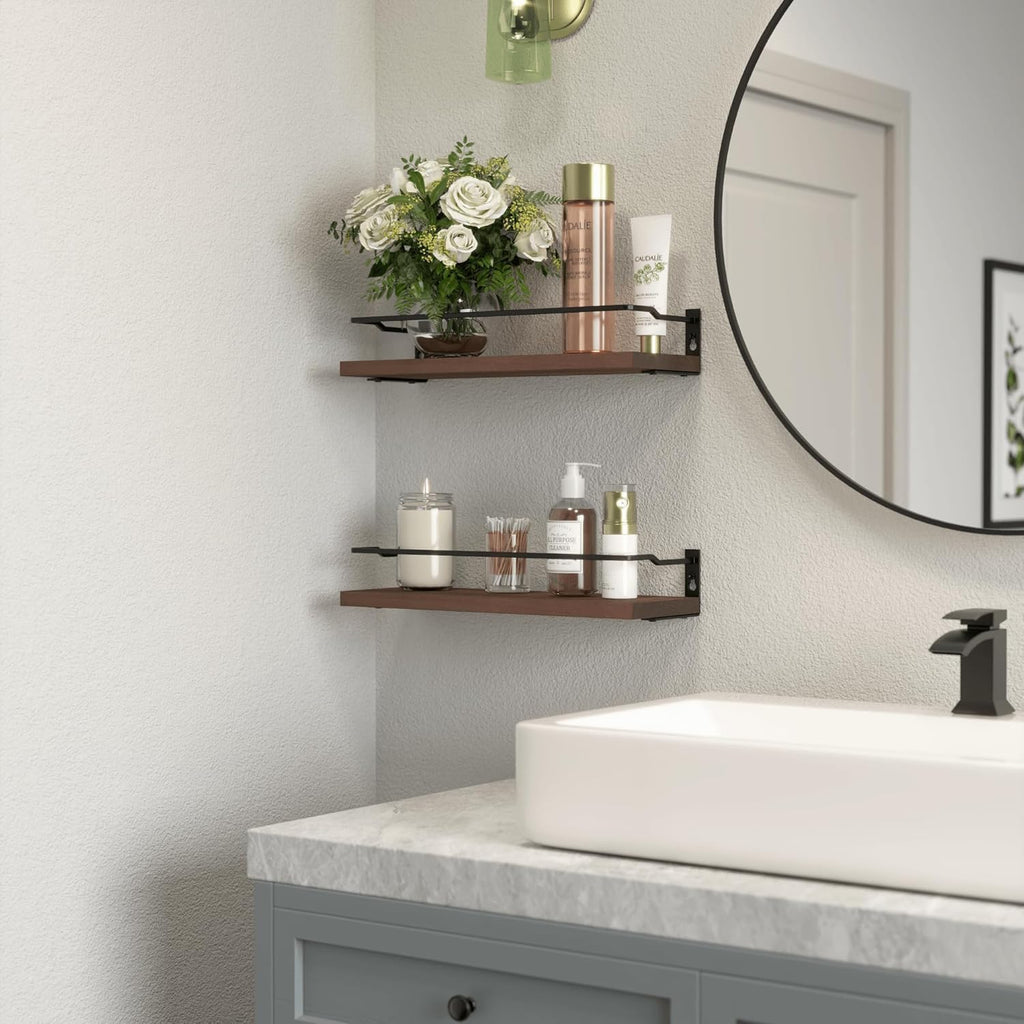 RICHER HOUSE Floating Shelves Bathroom, Small Wall Shelf Over Toilet 2 Set