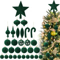 Acostop Green Velvet Star Christmas Tree Topper & Ornaments Set, 30Pcs