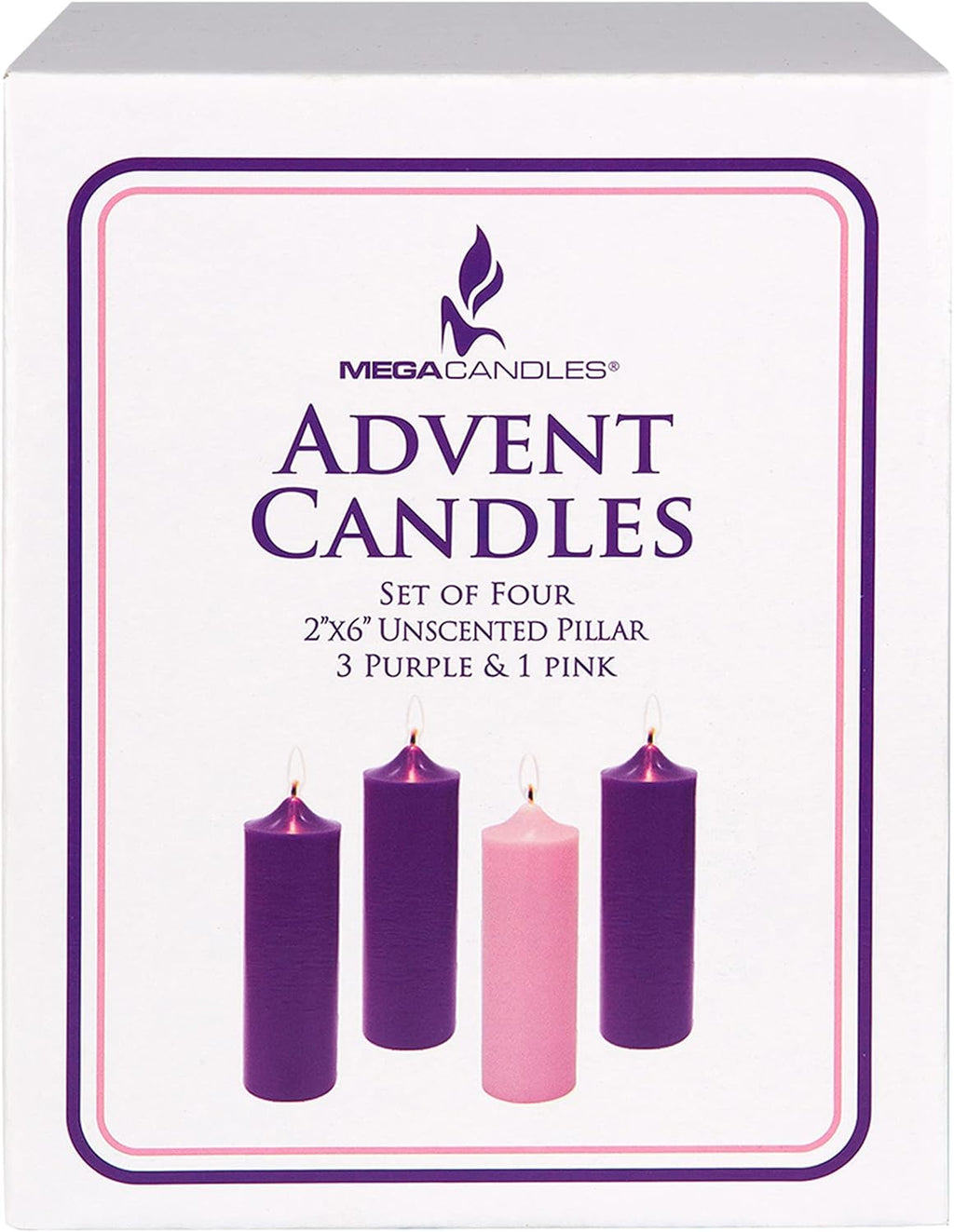 Mega Candles Unscented Advent Bell Top Pillar Candle Set 4 ct 2" x 6"