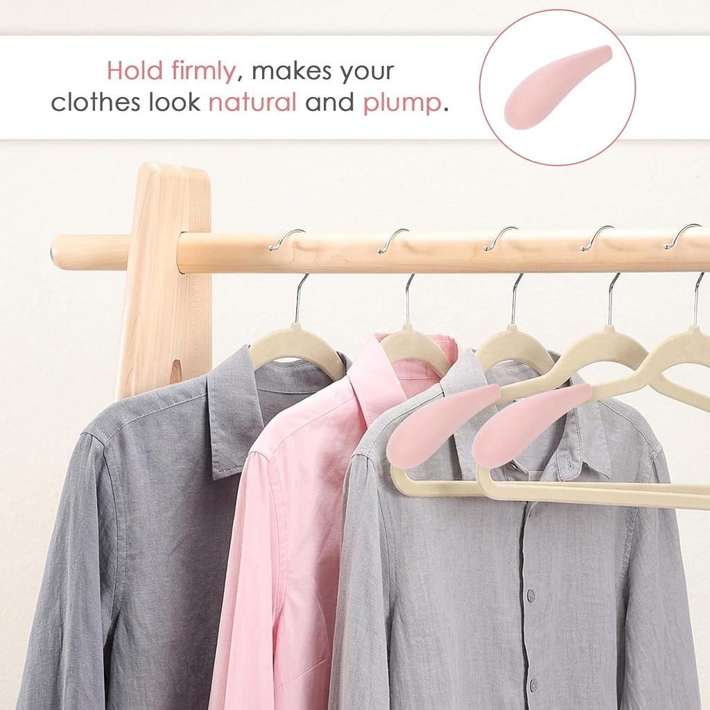 Shoulder Pads for Hangers – 10Pcs Velvet Hanger Shoulder Form Shaper, Plastic Flocking Protectors for Velvet Hangers with 0.2 Inch Thickness, Non-Slip Design (Pink)