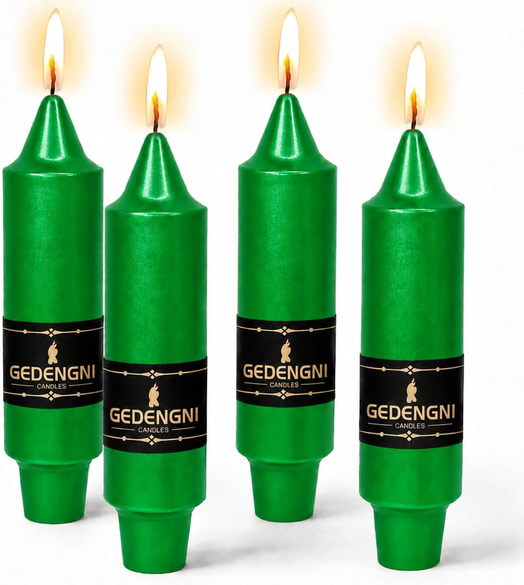 Short Taper Candles 4 Pack,5 Inch Metallic Green Candle Sticks