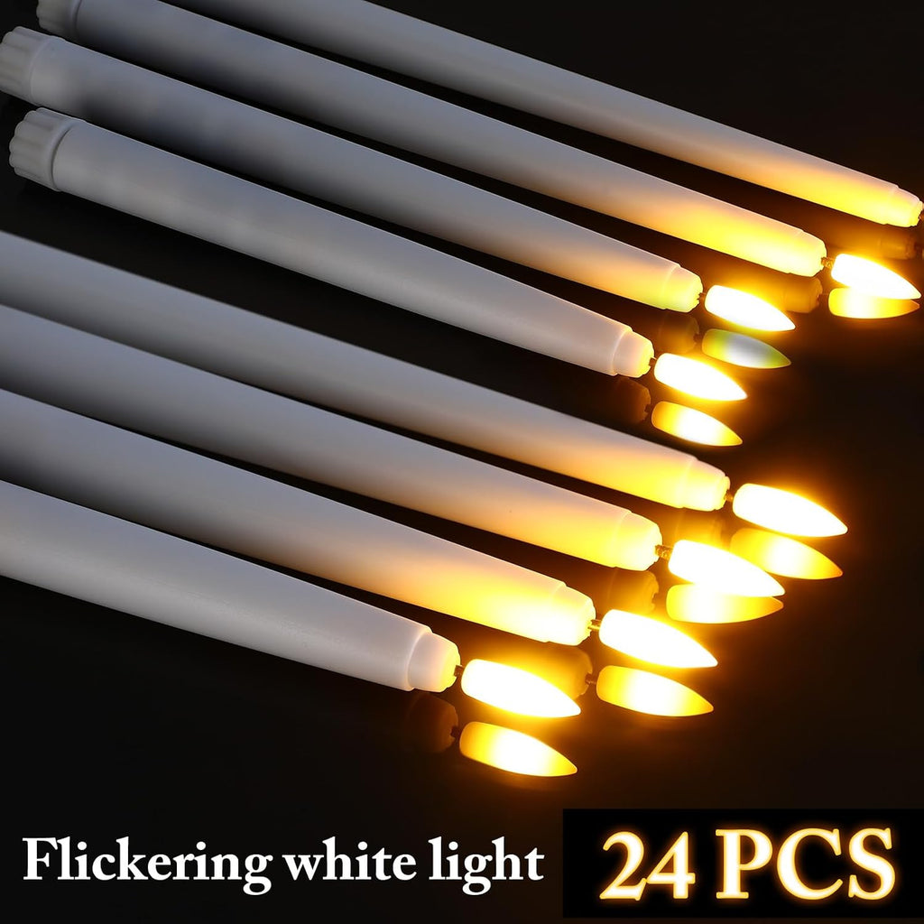 Rossesay 48 Pcs Flameless Taper Candles LED Taper Candles, White