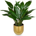 GnFlus Fake Plants 17'' Faux Plants Artificial Potted Plants Indoor Realistic Fake Cast Iron Plant Artificial Plants with Gold Pot for Home Office Farmhouse Kitchen Bathroom Table Shelf Decor
