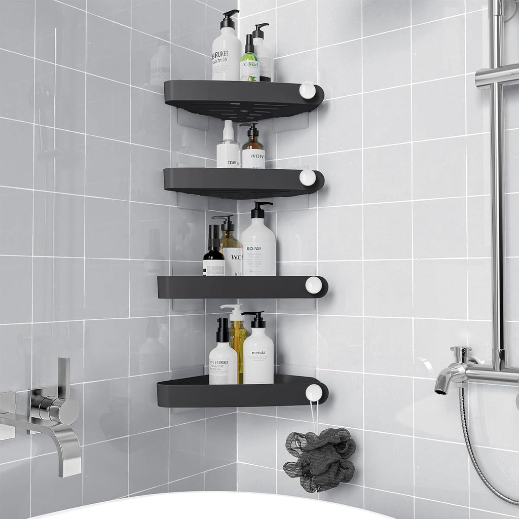 Sotfamily Plastic Shower Caddy Corner (for 90° Only), 4 Pack, Black