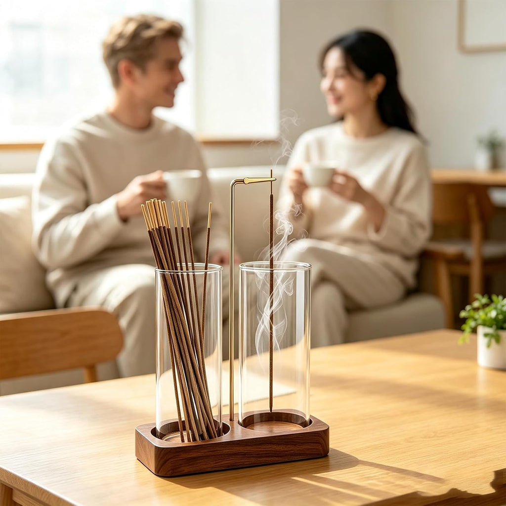 2 in 1 Incense Holder,Wooden Incense Holder for Sticks