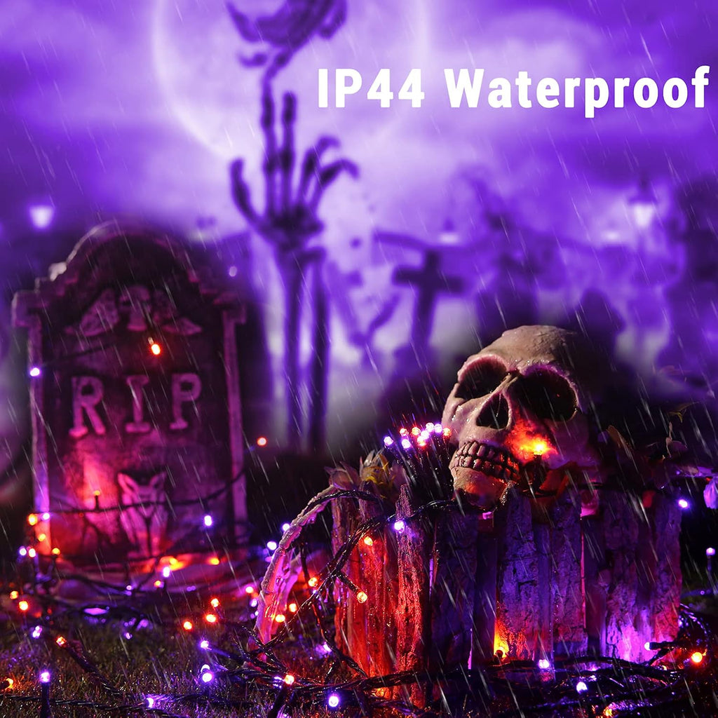 ODEETRONIC Purple & Orange Halloween Lights Outdoor, 98.42 ft, 300 LED