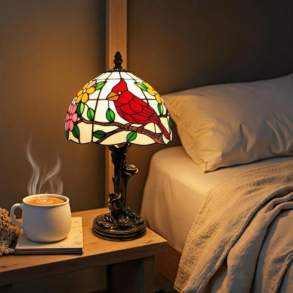 Tiffany Lamp,Cardinal Lamp,8.5" Stained Glass Lamp