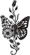 Rajukit Butterfly Flower Metal Wall Art Black for Living Room