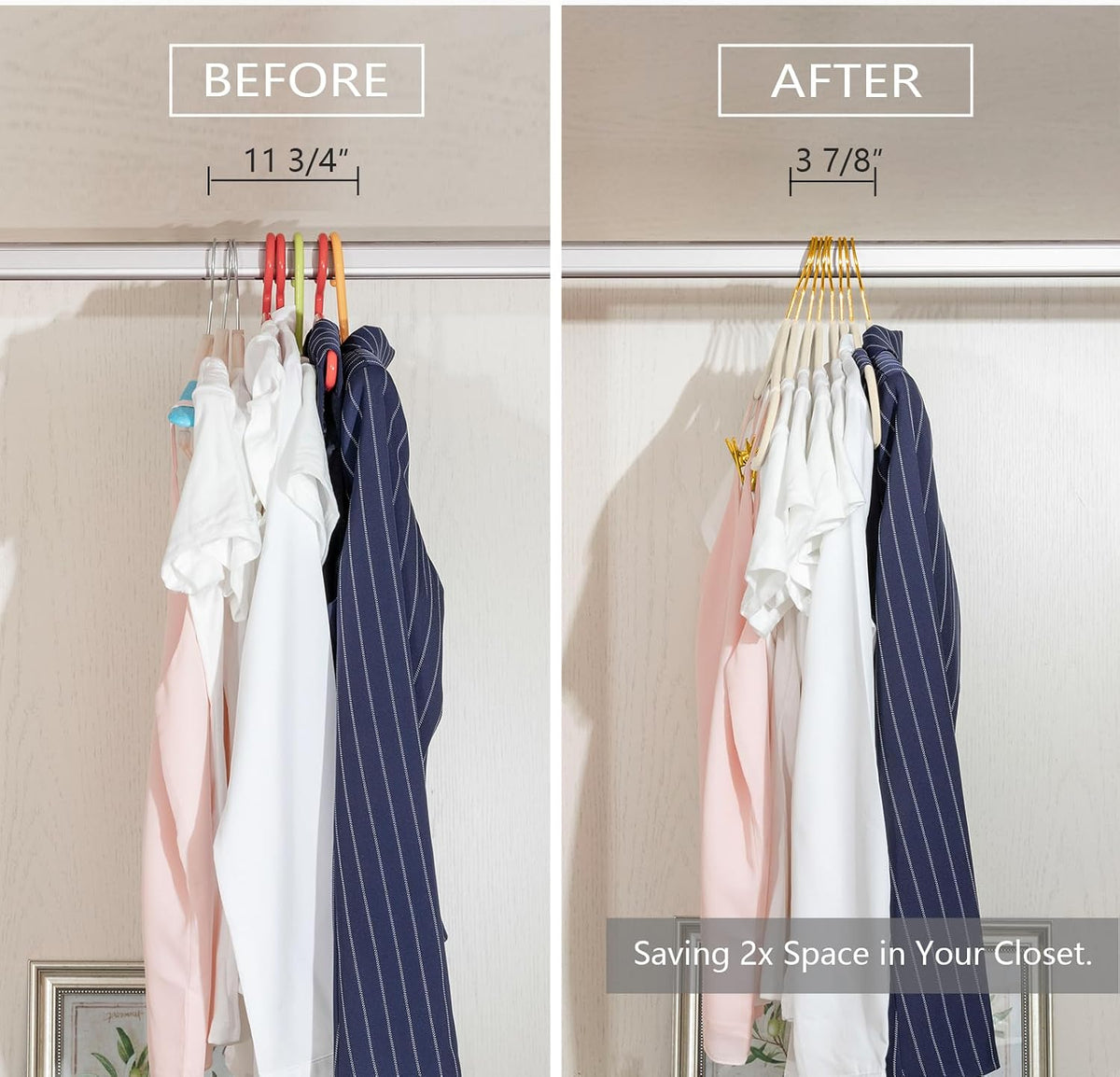 MIZGI Premium Velvet Pants Hangers with Adjustable Clips (Pack of 20) Slim Skirt Hangers- Non Slip Felt Outfit Dress Hangers Ivory - Gold Hooks,Space Saving Shirt Clothes Hangers