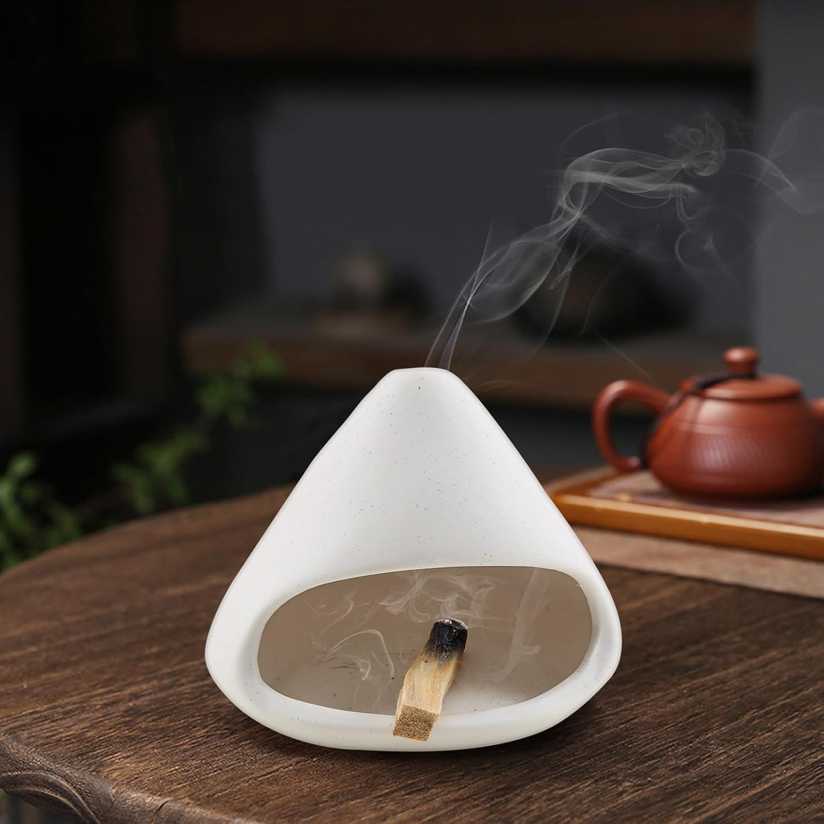 Yawlsow Palo Santo Holder Burner, Charcoal Bakhoor Incense Burner,Smudge Bowl,Sage Holder,Ash Catcher for Meditation Zen Decor (White)