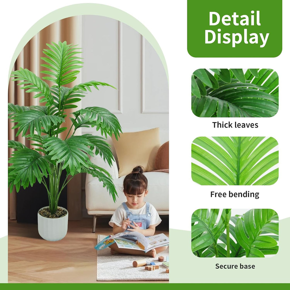 Freyalife 28“ Fake Plant Large Artificial Plam Tree for Indoor Room Decor,Faux Potted Plant for Home Offce Balcony Livingroom Bathroom Bedroom Outdoor Courtyard Decor