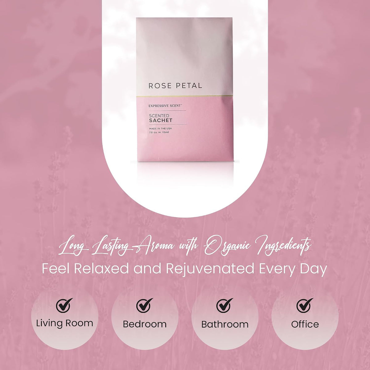 Expressive Scented Fresh Scent Pouches – Perfect Rose Petal Air Freshener – Home Fragrance & Closet Deodorizer for Drawers, Closets, Cars and Bathrooms – Long-Lasting Fresh Scent Sachets (6-Pack)