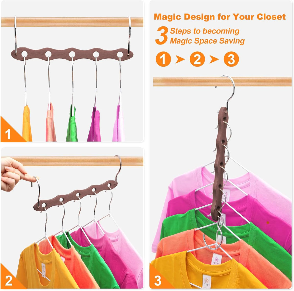 Closet Organizers and Storage,Heavy Duty Hangers Space Saving,Home Dorm Room Essentials for College Students Girls Boys,6 Pack Organization and Storage Clothes Hanger for Coat,Pants,Shirt,Scarf