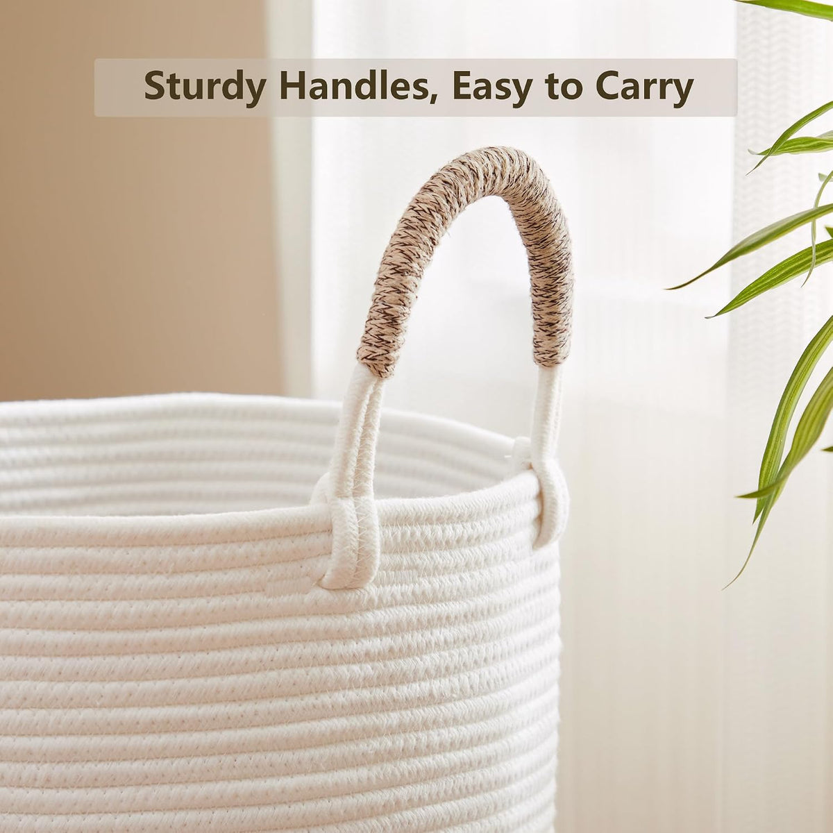 Cotton Rope Laundry Basket Large 80L Tall Woven Hamper