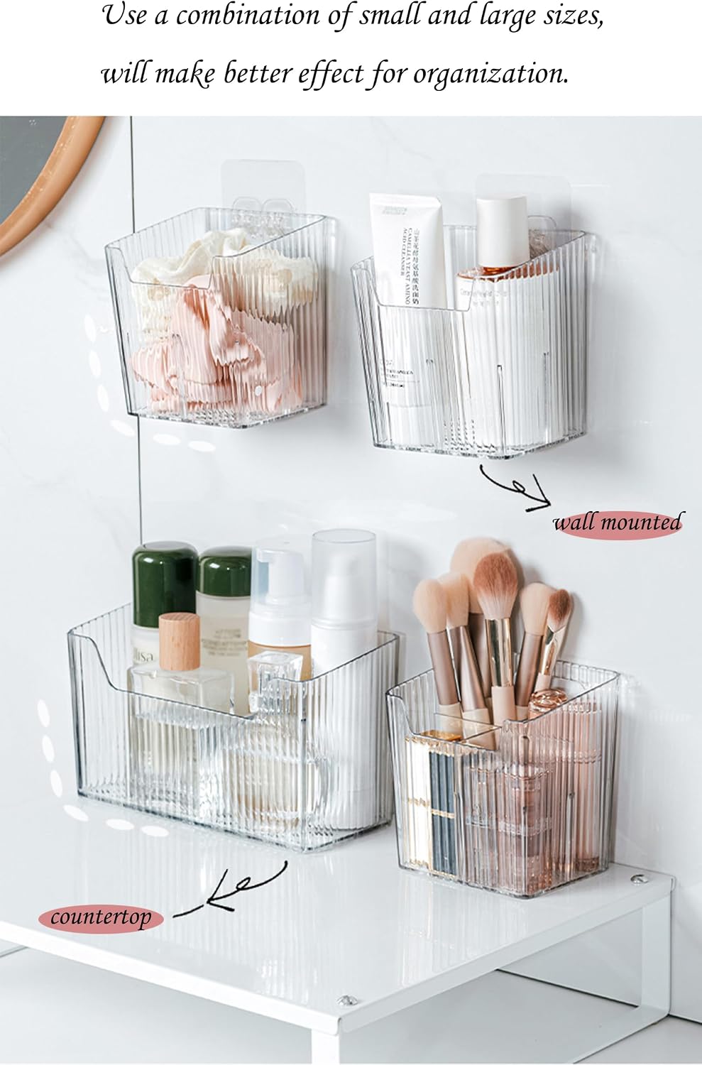 Lae Nuvole 2Pcs Storage Organizer Bins, Wall Mount Toothbrush Holder, Green