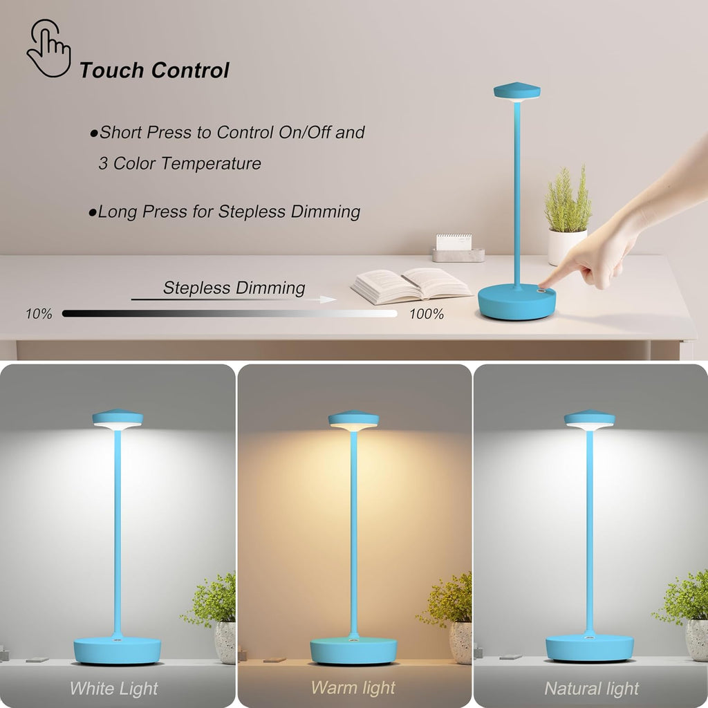 TBBGA 1 Pack Cordless Table Lamp Rechargeable, 5000mAh Battery Table Light