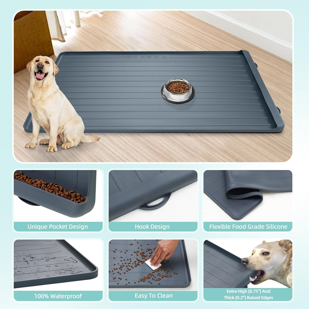 Dog mat for Food and Water - 39.4" x 27" Thickened Large Dog Food Mat
