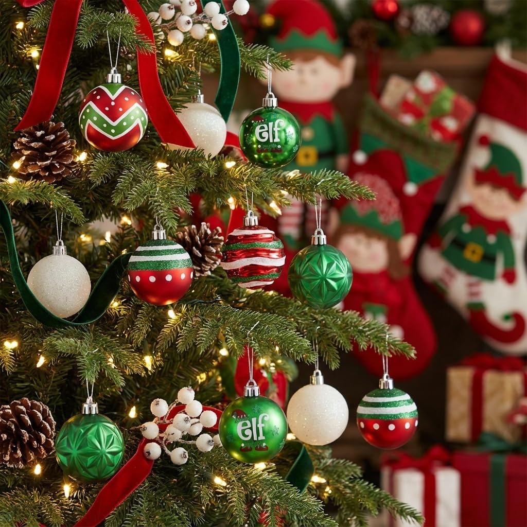 Valery Madelyn 30ct Christmas Ball Ornaments Tree Decorations Set 2.36 Inch