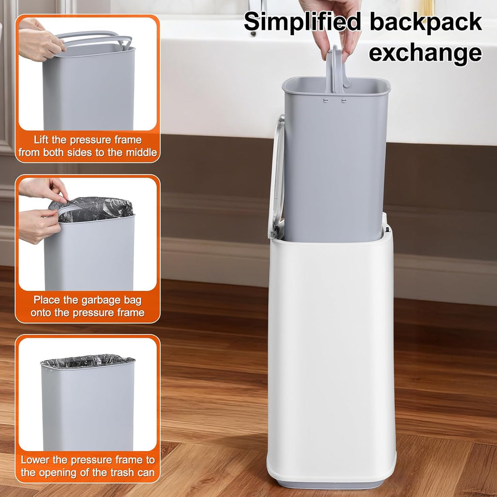 Small Bathroom Trash Can with Toilet Brush Set,36 Disposable Refills