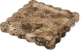YMXYJM Brown Marble Tray, Scalloped Coffee Table Tray Decor, 8" Square Tray