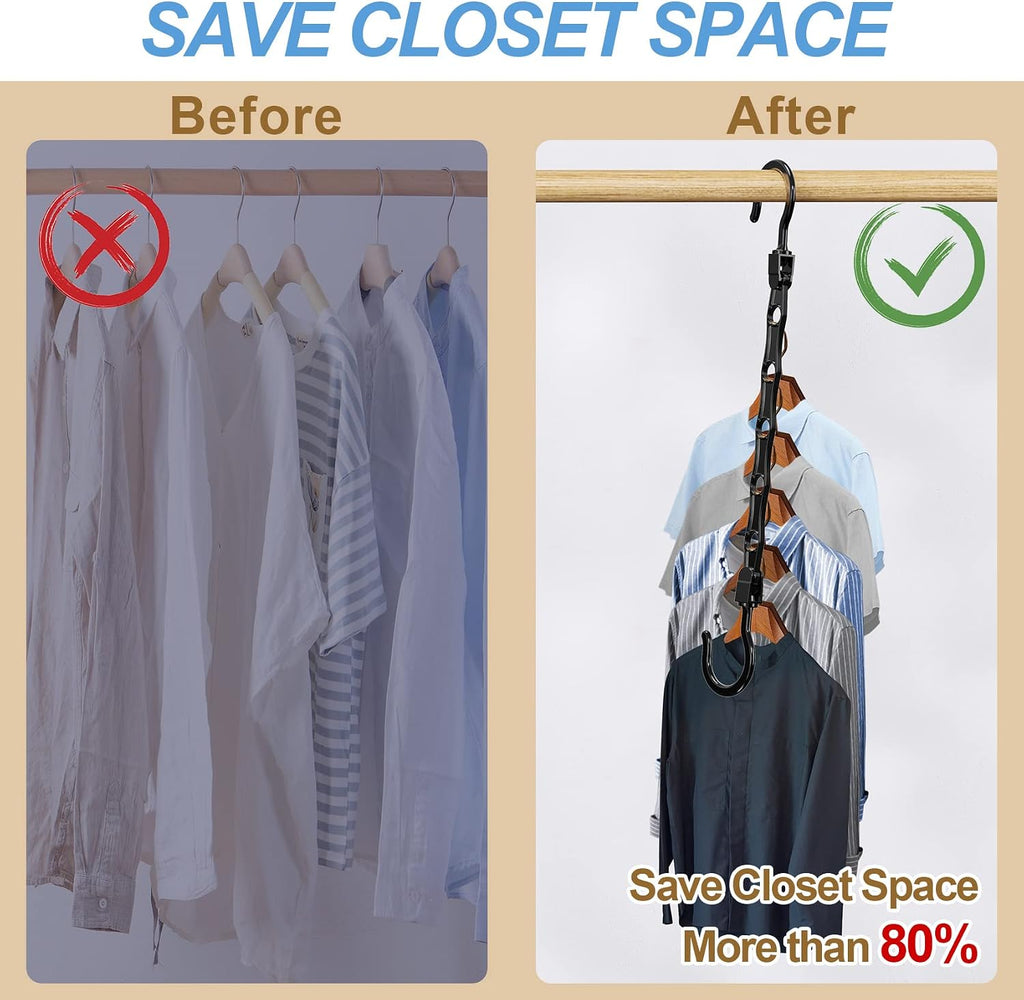 8 Pack Hangers Space Saving Magic Space Saver Smart Plastic Hangers Black