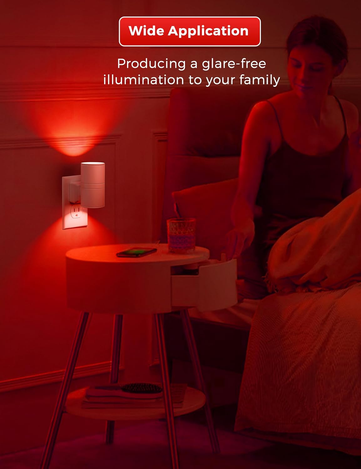 L LOHAS LED Red Night Light, Circadian Night Lights Plug into Wall, 2 Pack