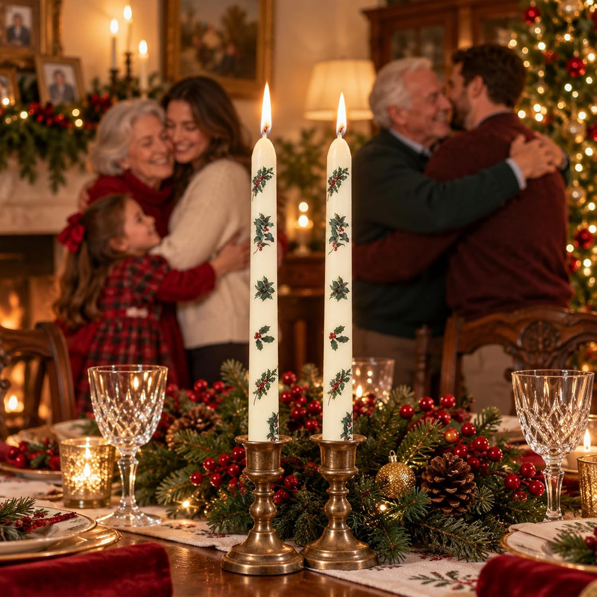 2 Pack Christmas Taper Candles, 10 Inch Unscented Candle Sticks