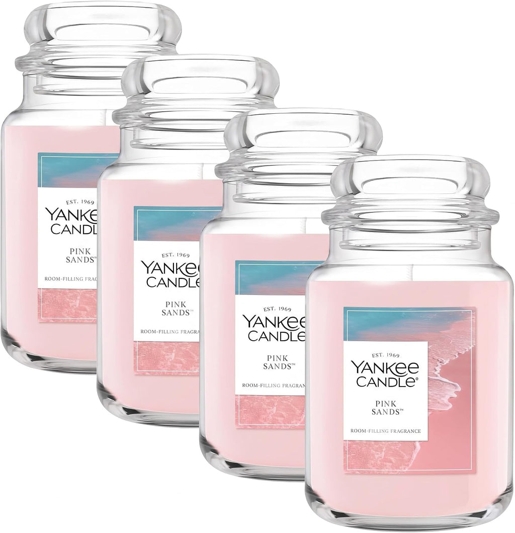 Yankee Candle Pink Sands Scented Candle, 22oz Large Jar with up to 150 Hour Burn Time, Giftable, Birthdays (Pack of 4)