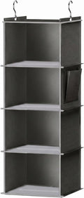 4-Tier Hanging Closet Organizer, Foldable Shelves, Grey for Dorm RV