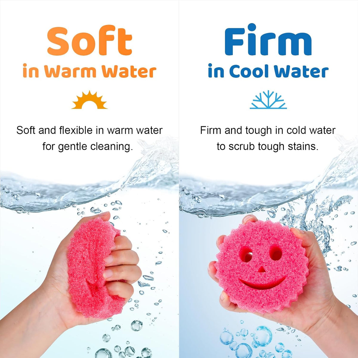 Treeroot 12 Pack Colorful Smile Scrub Sponges, Temperature Controlled