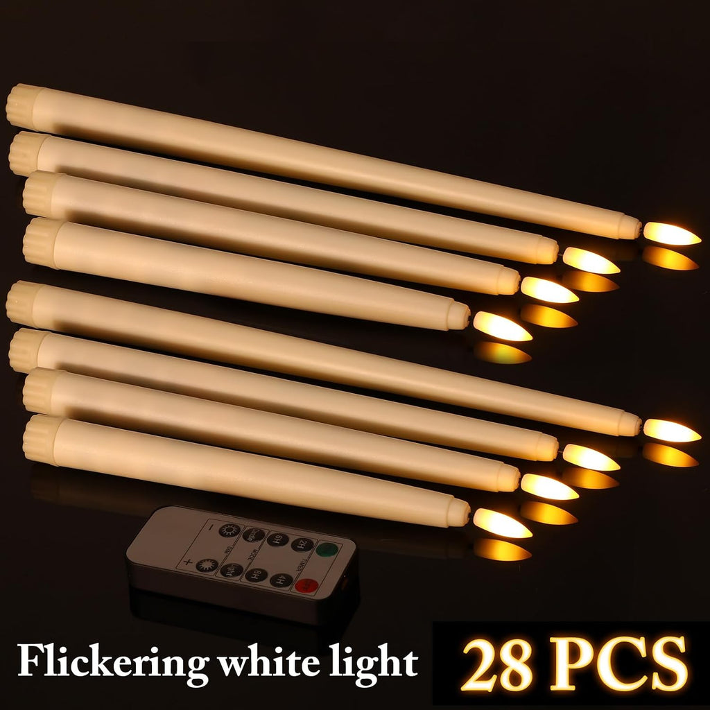 Rossesay 28 Pcs Flameless Taper Candles with Timer Remote, Warm White