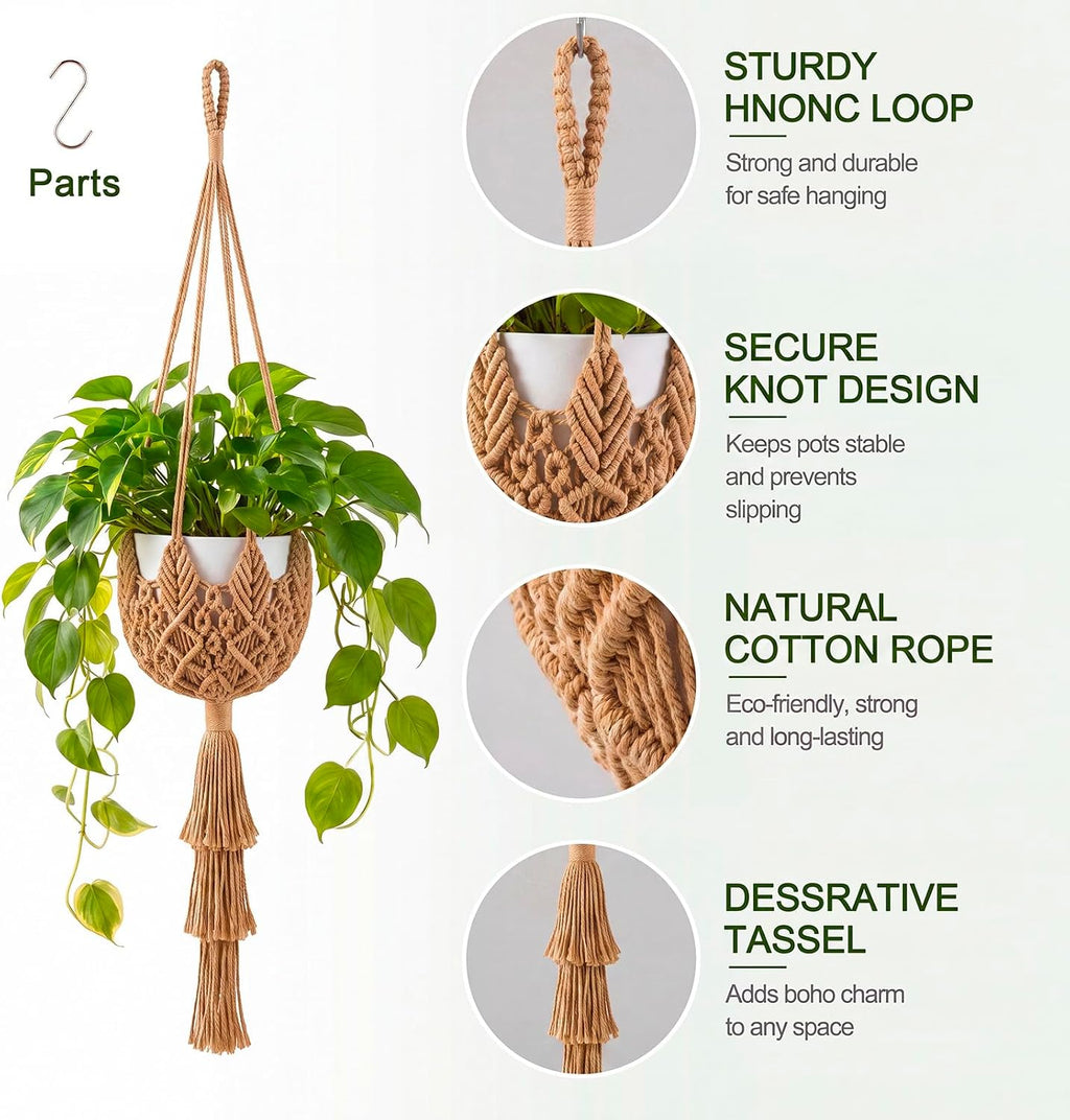 Shappy 1 Pack Boho Macrame Plant Hanger for Indoor