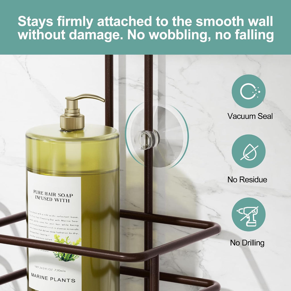 SRIWATANA Shower Caddy Hanging, Shower Organizer with Razor Hooks, Bronze
