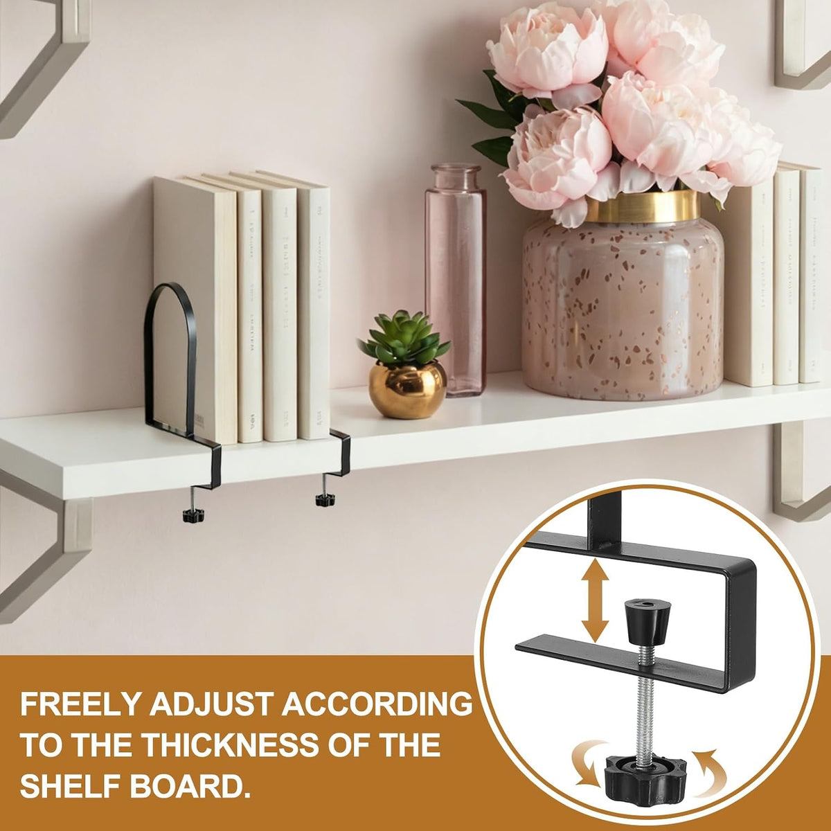 PATIKIL Adjustable Book Ends for Shelves Black 4 Pcs