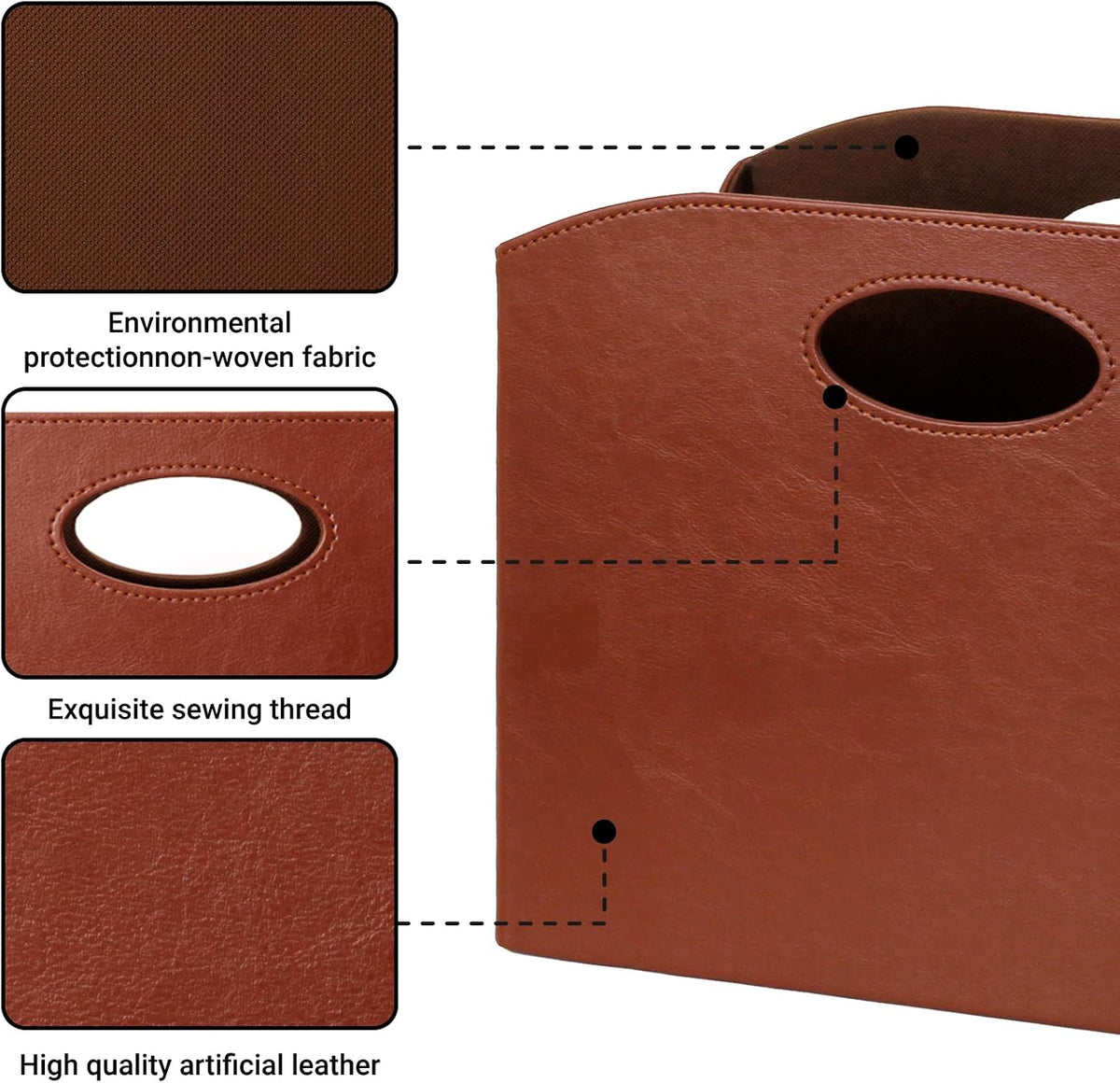 EZDeco PU Leather Magazine Holder Magazine Rack Floor Magazine Basket