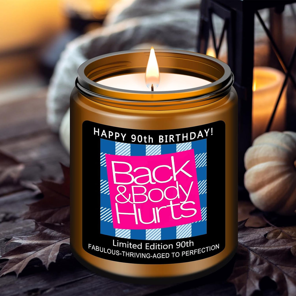 Homsolver 90th Birthday Gifts for Women Men, Happy 90th Birthday Decorations Candle Gift for Her Him, Funny 90 Years Old Ideas - Lavender Scented Candles